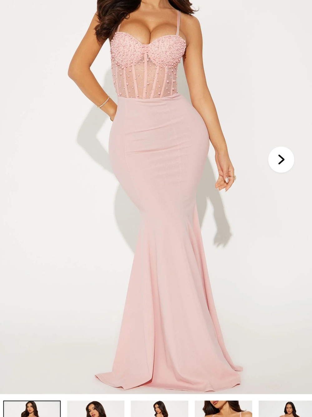 ASOS DESIGN Pink Beaded Mermaid Maxi Dress